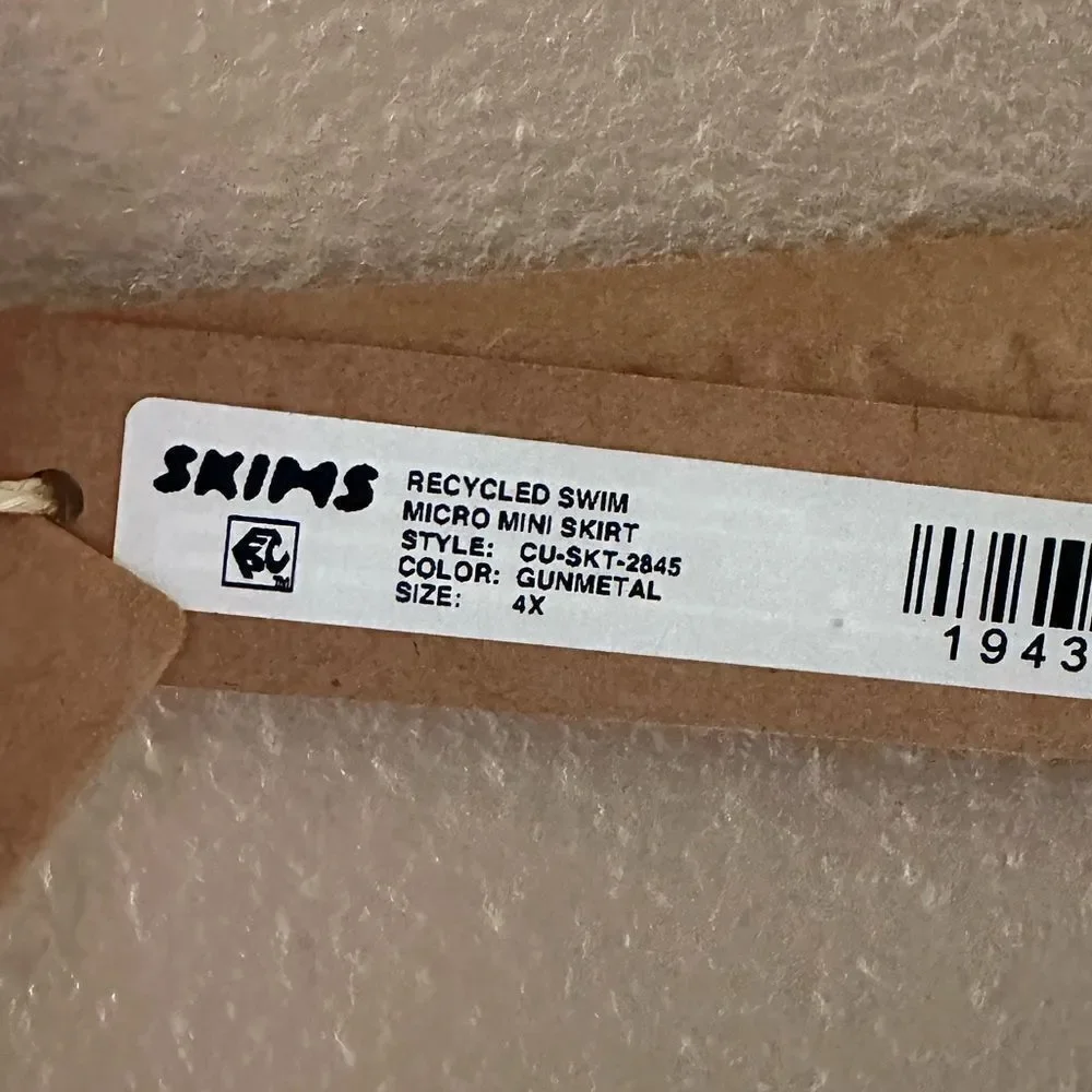 NWT SKIMS Swim Mini Sport Gun Metal Charcoal Black Skirt